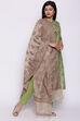 Off White Silk Unstitched Suit Set image number 5