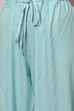 Sea Green Viscose Flared Kurta Palazzo Suit Set image number 3