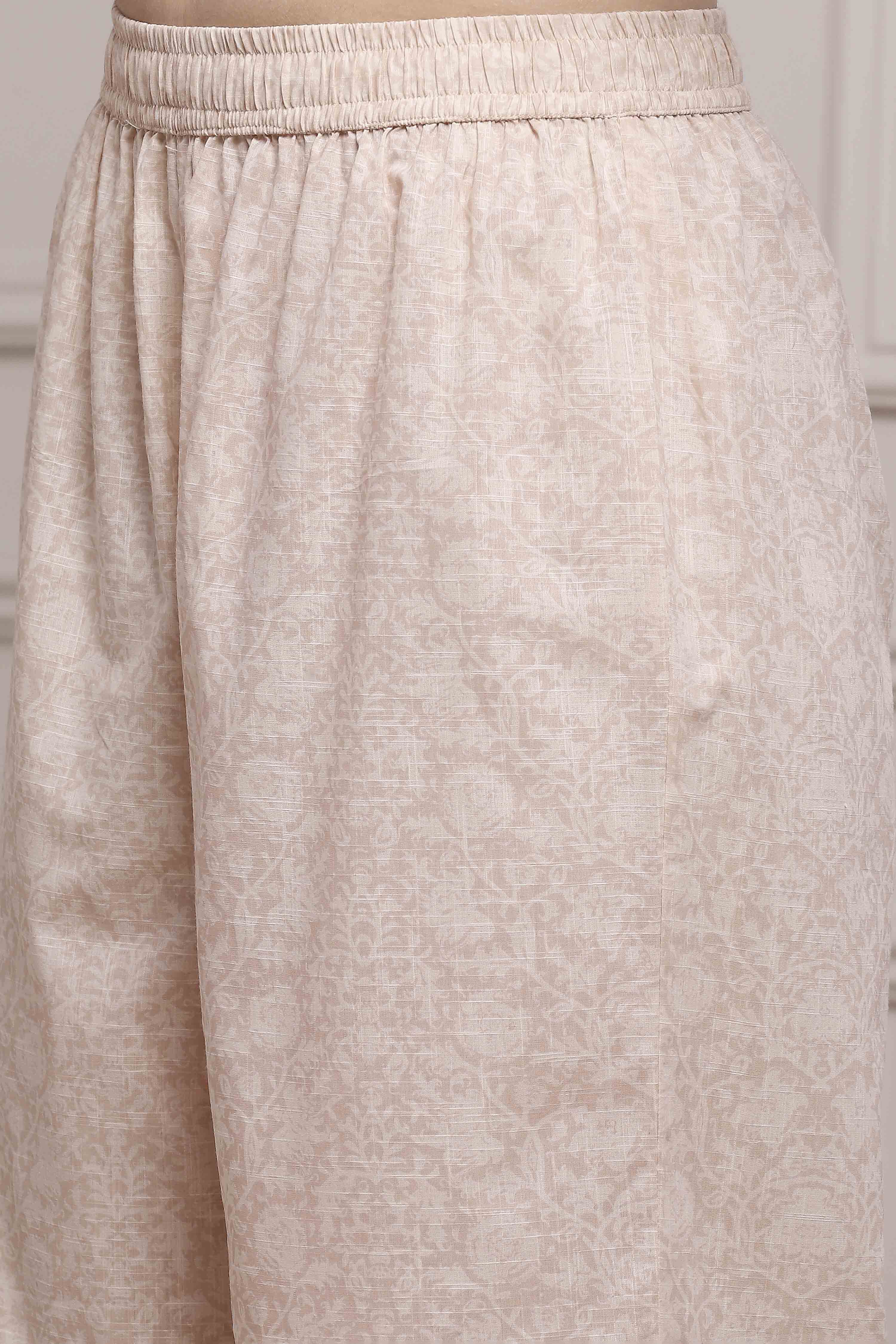 White and Blue Cotton Printed Straight Suit Set image number 2