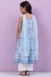 Blue Cotton Flared Straight Kurta Palazzo Suit Set image number 4