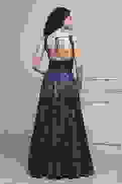 Blue Fitted Printed Lightweight Lehenga Set image number 4