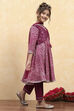 Purple Cotton Printed Anarkali Suit Set image number 5