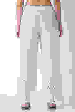 White Cotton Straight Palazzos image number 5