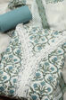 White Cotton Printed Unstitched Kurta Set image number 1