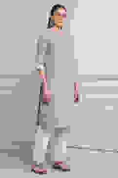 Lilac Poly Cotton Straight Kurta Pants Set image number 5