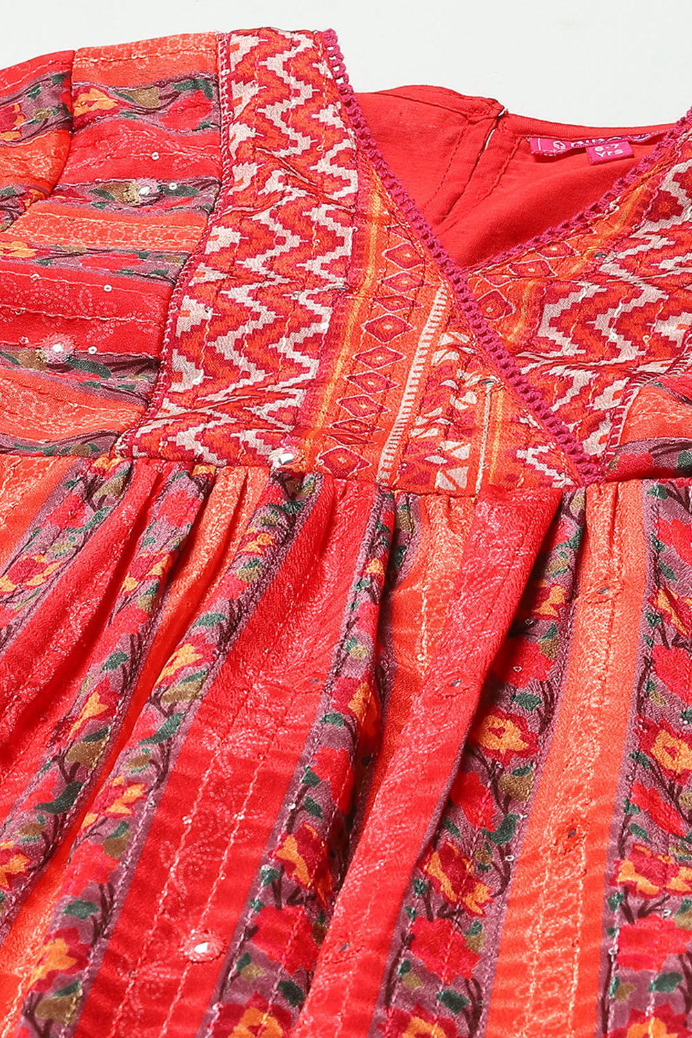 Red Polyester Flared Printed 2 Piece Set image number 1