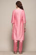 Pink Yard-Dyed Chanderi Kurta & Pants Suit Set image number 5