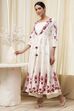 Off-White and Red Anarkali Fusion Set image number 3