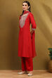 Cherry Red Bandhani Printed Straight Suit Set image number 6