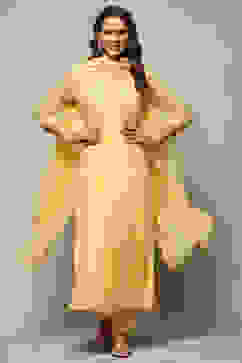 Yellow Organza Unstitched Suit set image number 1