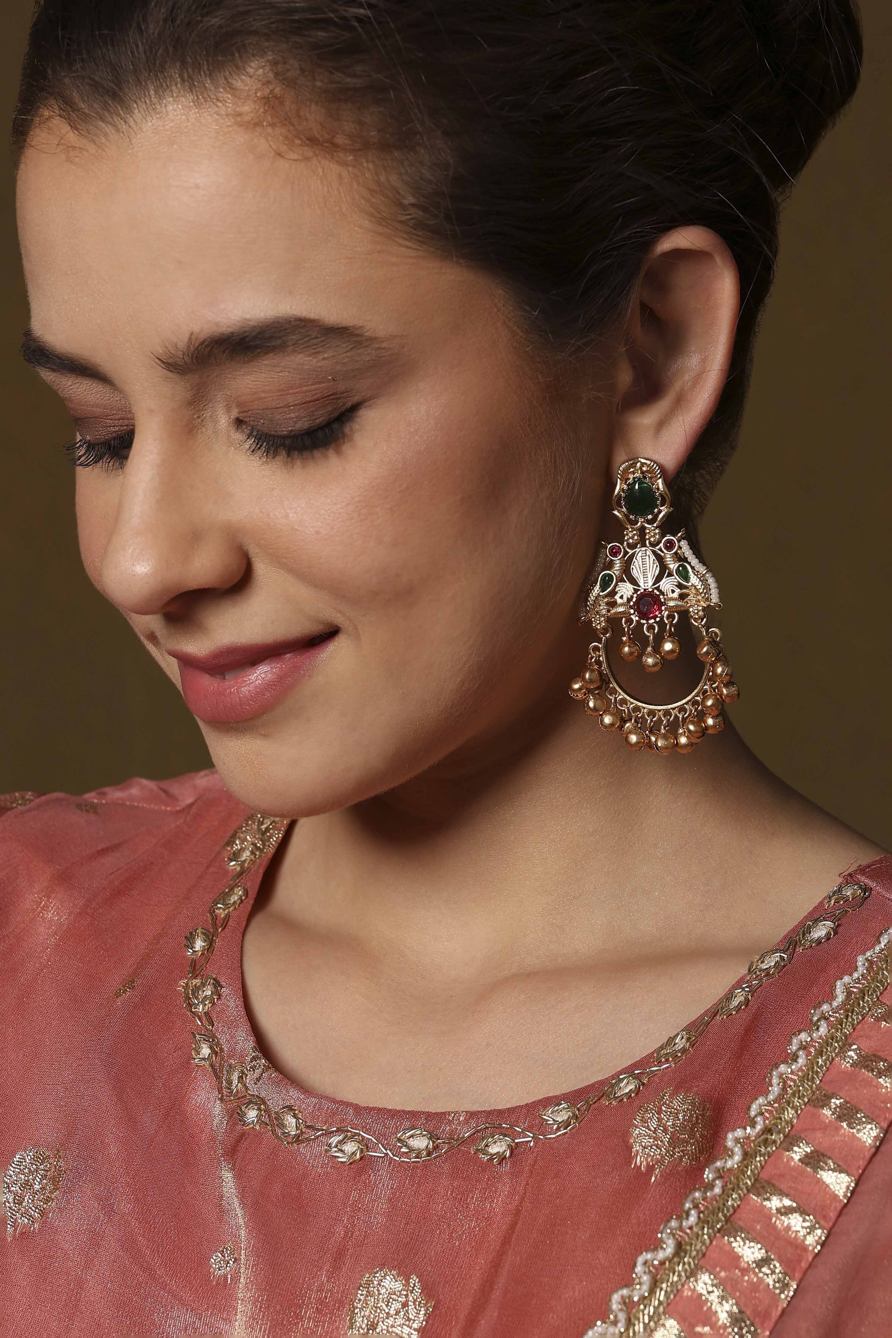 Multicolour Embellished Earrings image number 1