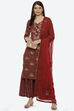 Maroon Cotton Unstitched Suit Set image number 7
