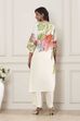 Beige Cotton Floral Printed Straight Kurta Set image number 4