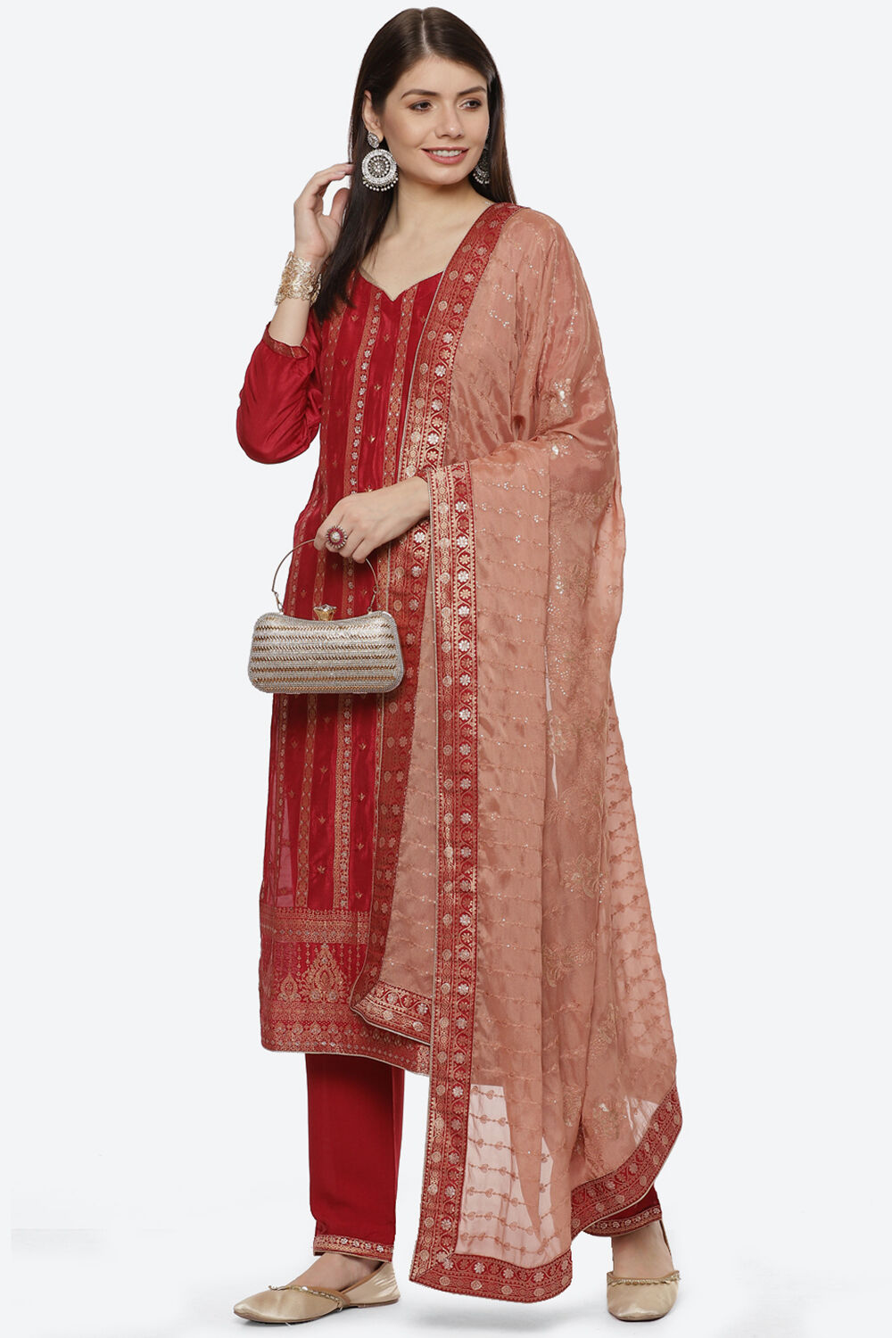 Blue Silk Blend Digital Print Unstitched Suit Set image number 7