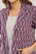 Grey & Purple Cotton 3-Piece Kurta Set With Ikkat Jacket image number 1