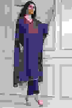 Purple Printed Kaftan Style Kurta Set image number 0