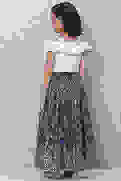 White And Blue Art Silk Flared Lehenga image number 4