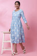 Powder Blue Rayon Printed Kurta Dress image number 5