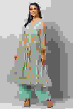 Sea Green Straight Kurta Palazzo Suit Set image number 0