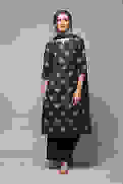 Navy Art Silk Straight Kurta Palazzo Suit Set image number 7