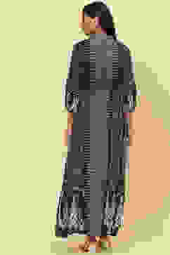 Indigo LIVA Fusion Printed Dress image number 4