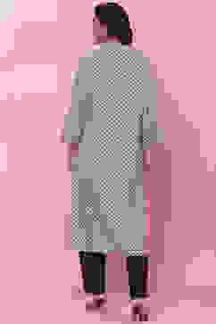 Black And Off White Rayon Kurta image number 4