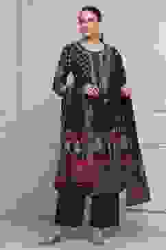 Navy Blue Cotton Printed Anarkali Suit Set image number 0