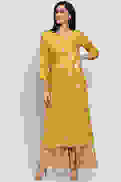 Yellow Viscose Straight Kurta image number 0