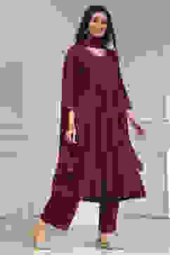 Rust Solid Gathered Suit Set image number 5