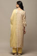 Yellow Cotton Handloom Unstitched Suit Set image number 3