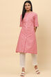 Dusty Pink Cotton Printed Short Kurti