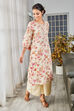 Beige & Pink Cotton Floral Printed Straight Kurta image number 4