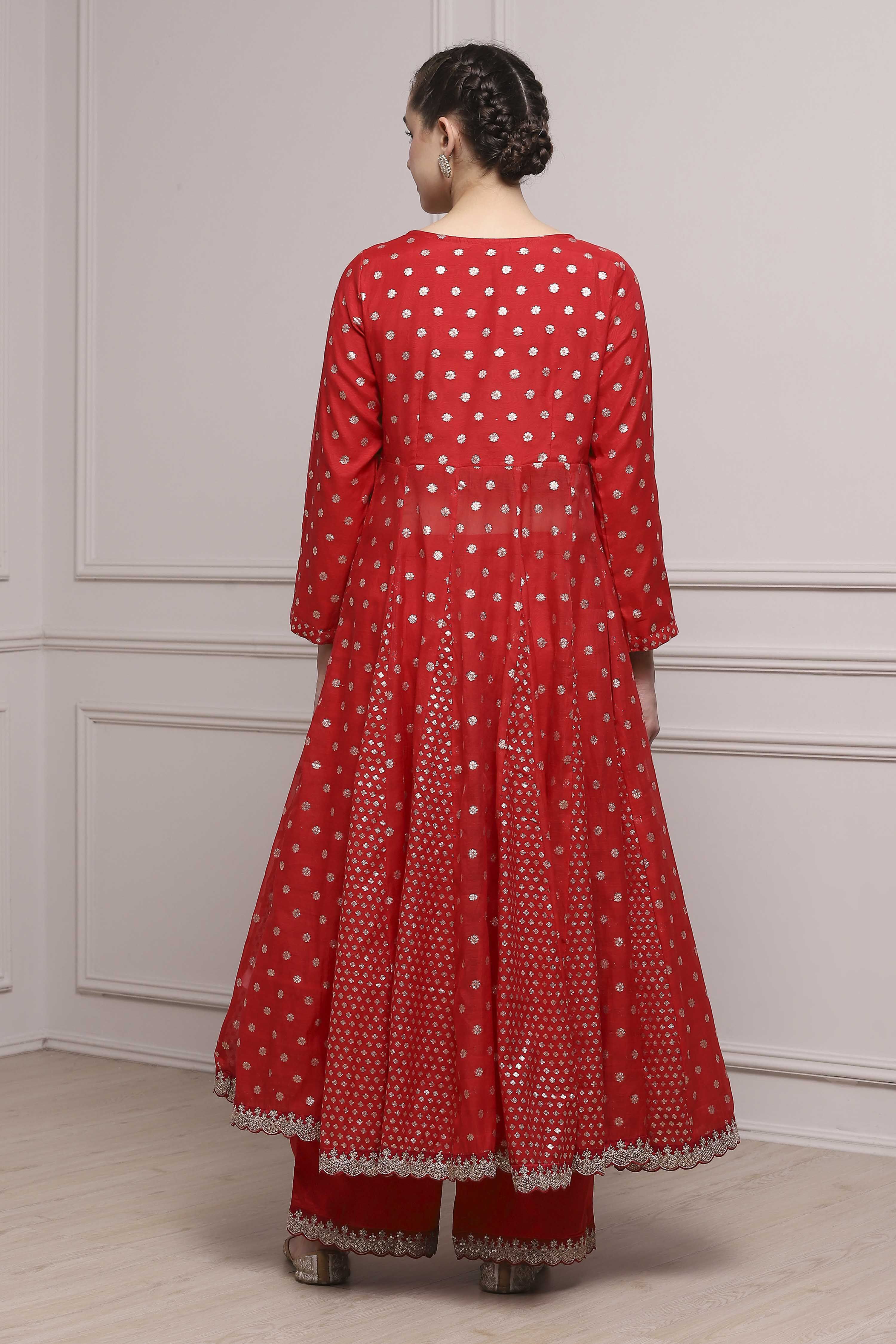Pink Cotton Yarndyed Kalidar Kurta Set image number 4