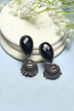 Navy Blue Oxidised Stone Studded Tear Drop Jhumkas image number 0