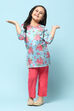 Blue Cotton Viscose Straight Printed 2 Piece Set image number 0