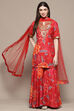 Red Polyester Straight Suit Set image number 7