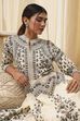 White and Black Cotton Printed Anarkali Kurta Set image number 1