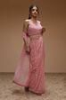 Pink Georgette Digital Printed Pre-Draped Saree image number 0