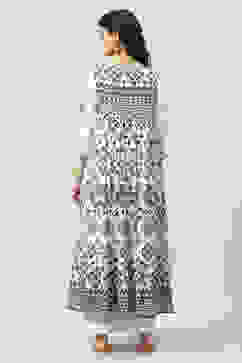 Black And White Viscose Flared Kurta Set image number 4