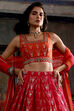 Pink and Orange Chanderi Jacquard Lehenga Set image number 1
