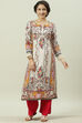 Ecru Rayon Straight Printed Kurta