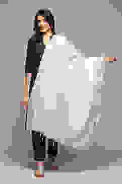 Off White Cotton Blend Dupatta image number 0