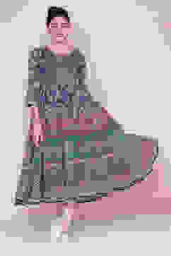 Navy Cotton Tiered Dress image number 2