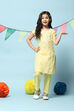 Lemon Yellow Cotton A-Line Kurta Regular Pants 2 Piece Set