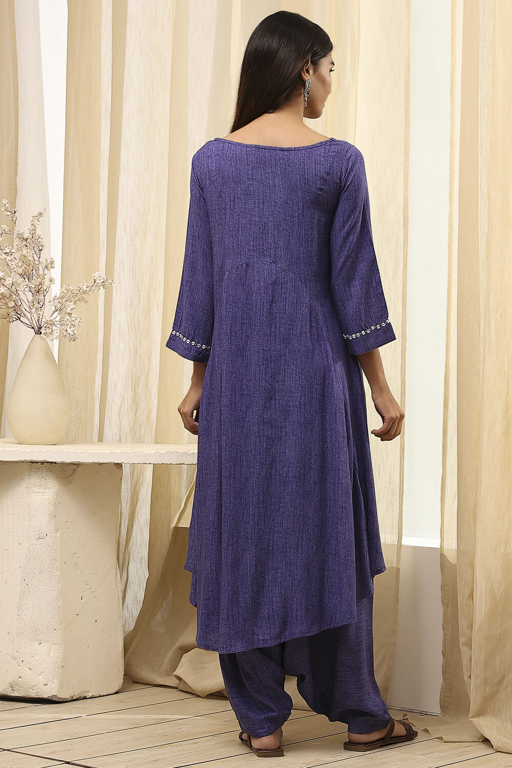 Blue Printed Asymmetric Suit Set image number 5