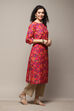 Fuchsia Cotton Straight Printed Kurta image number 4