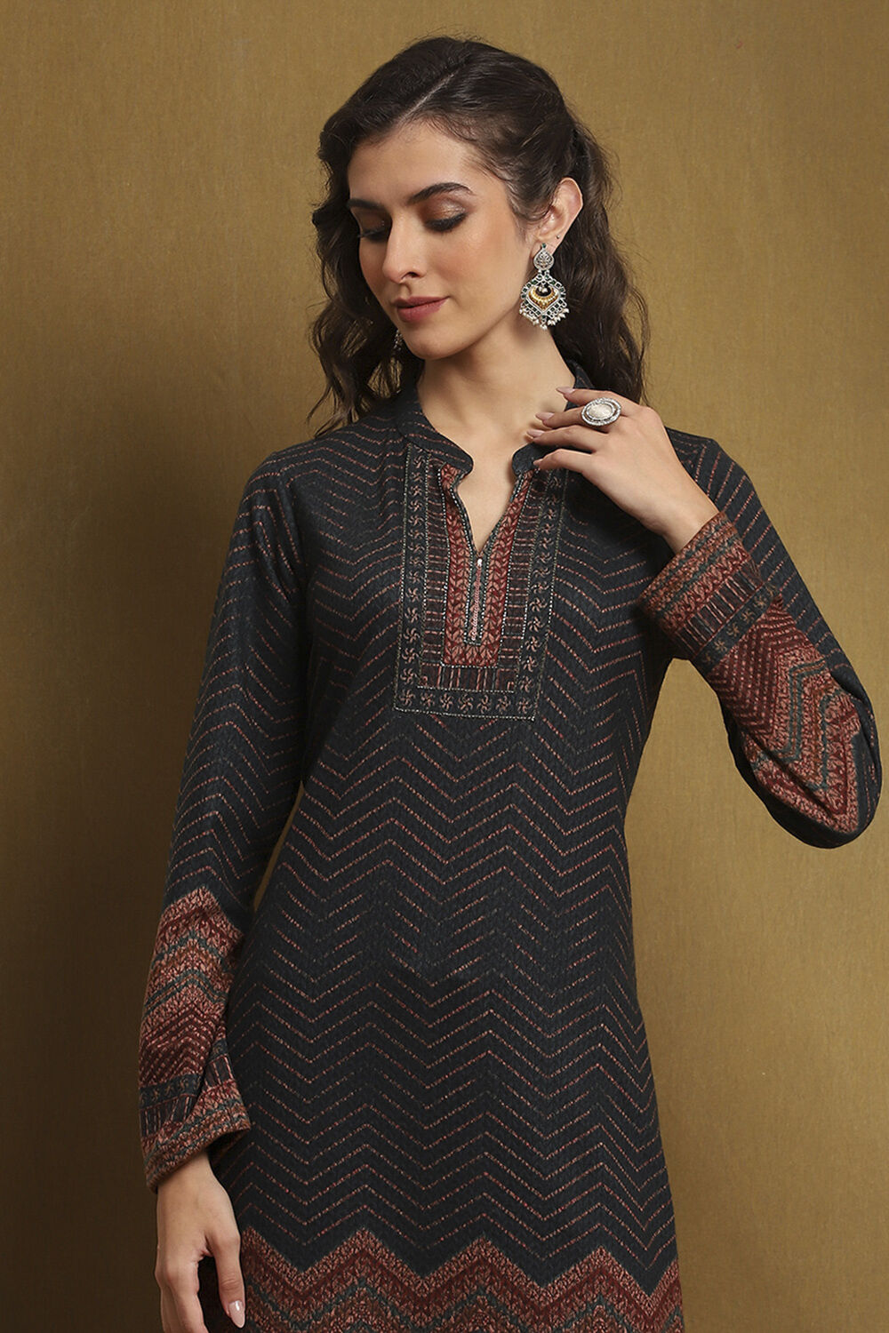 Teal Polyester Straight Suit Set image number 1