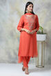 Lime Green Rayon Straight Kurta Regular Pant Suit Set image number 4