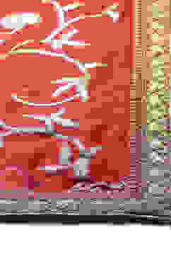 Rohit Bal Maroon Chanderi Silk Solid Saree With Blouse image number 1