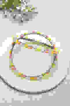 Yellow & Pink Metal And Beads Bangles image number 0